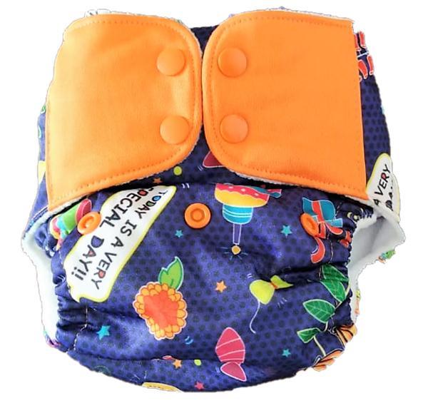 All-in-OneReusable Cloth Diaper with 2 Organic Cotton Dry Feel Soakers [Day & Night Use] - Festoon