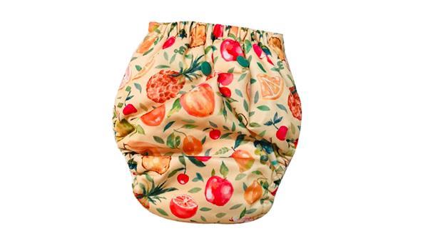 All-in-One Reusable Cloth Diaper with 2 Organic Cotton Dry Feel Soakers [Day & Night Use] - Fruit Burst