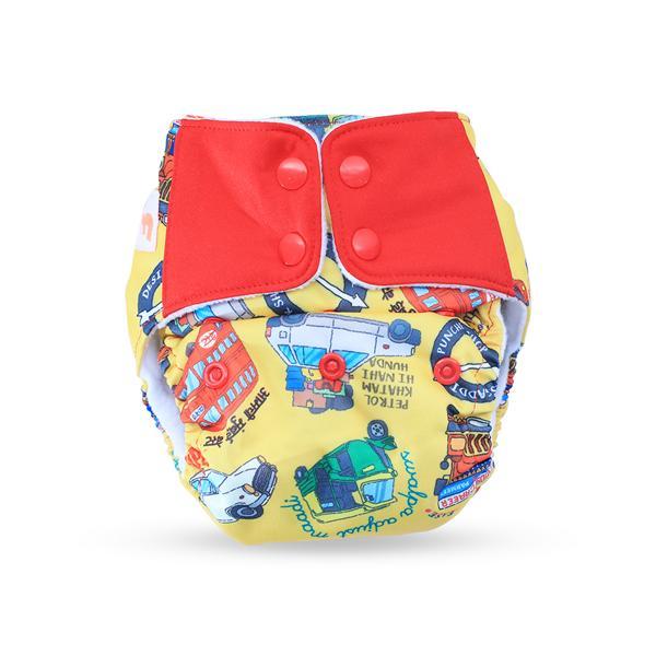All-in-OneReusable Cloth Diaper with 2 Organic Cotton Dry Feel Soakers [Day & Night Use] - Horn OK Please