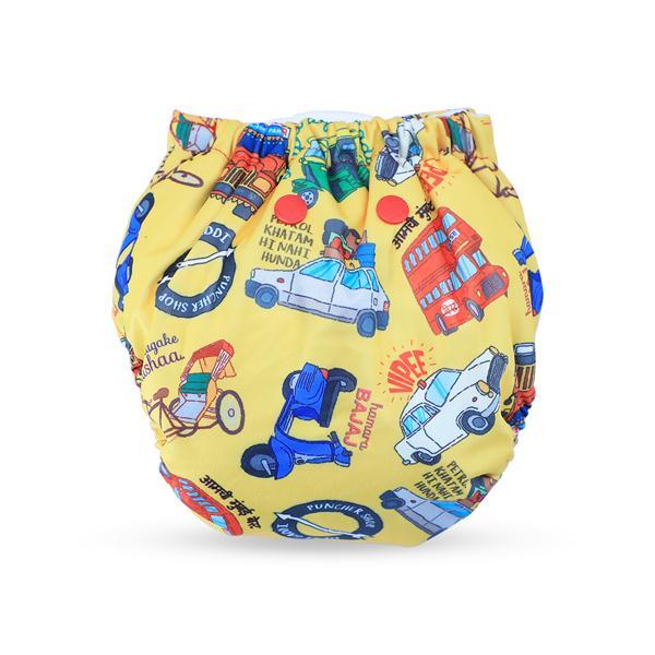 All-in-OneReusable Cloth Diaper with 2 Organic Cotton Dry Feel Soakers [Day & Night Use] - Horn OK Please