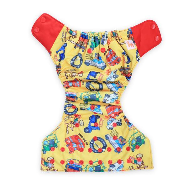 All-in-OneReusable Cloth Diaper with 2 Organic Cotton Dry Feel Soakers [Day & Night Use] - Horn OK Please