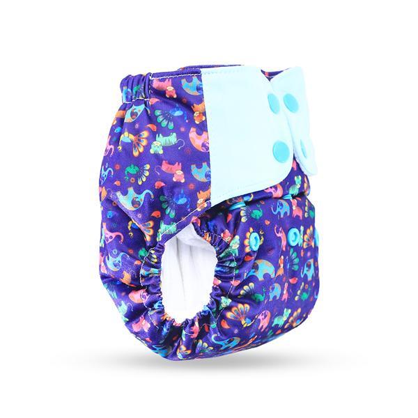 All-in-OneReusable Cloth Diaper with 2 Organic Cotton Dry Feel Soakers [Day & Night Use] - Purple Love