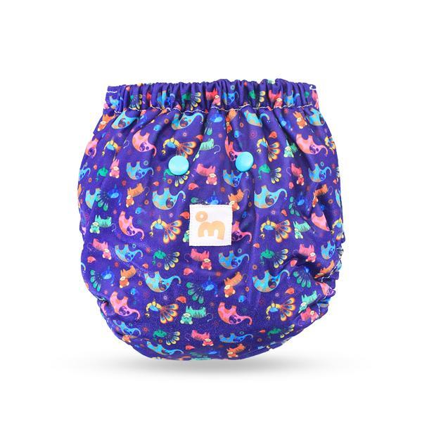 All-in-OneReusable Cloth Diaper with 2 Organic Cotton Dry Feel Soakers [Day & Night Use] - Purple Love