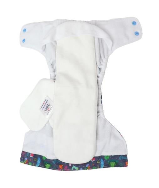 All-in-One Reusable Cloth Diaper with 2 Organic Cotton Dry Feel Soakers [Day & Night Use] - Rimzim