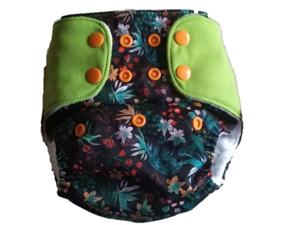 All-in-OneReusable Cloth Diaper with 2 Organic Cotton Dry Feel Soakers [Day & Night Use] - Shrubbery