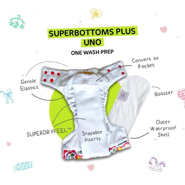 All-in-OneReusable Cloth Diaper with 2 Organic Cotton Dry Feel Soakers [Day & Night Use] - Shrubbery