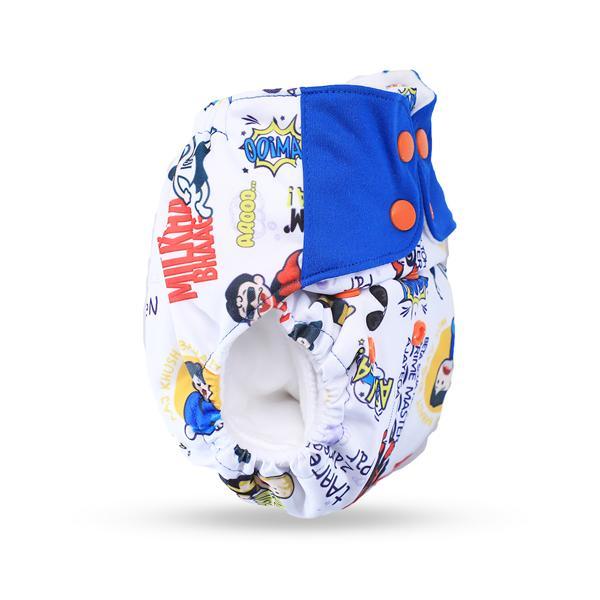 All-in-One Reusable Cloth Diaper with 2 Organic Cotton Dry Feel Soakers [Day & Night Use] - Very Filmy