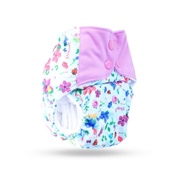 All-in-OneReusable Cloth Diaper with 2 Organic Cotton Dry Feel Soakers [Day & Night Use] - Periwinkle