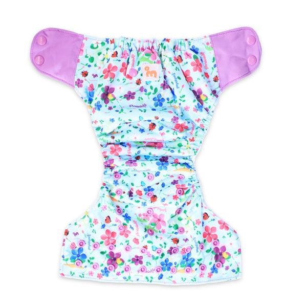 All-in-OneReusable Cloth Diaper with 2 Organic Cotton Dry Feel Soakers [Day & Night Use] - Periwinkle