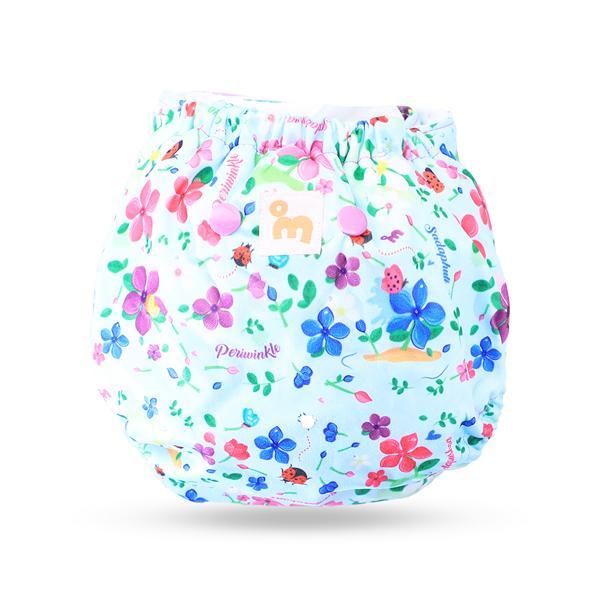 All-in-OneReusable Cloth Diaper with 2 Organic Cotton Dry Feel Soakers [Day & Night Use] - Periwinkle