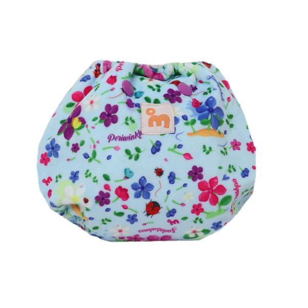 All-in-OneReusable Cloth Diaper with 2 Organic Cotton Dry Feel Soakers [Day & Night Use] - Periwinkle