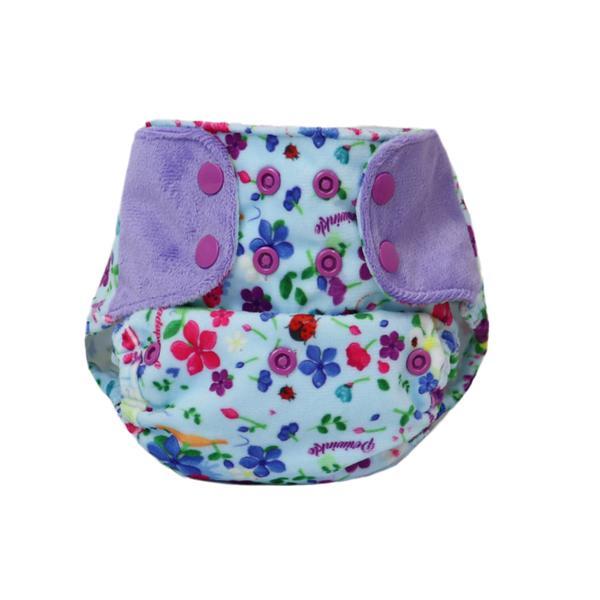 All-in-OneReusable Cloth Diaper with 2 Organic Cotton Dry Feel Soakers [Day & Night Use] - Periwinkle