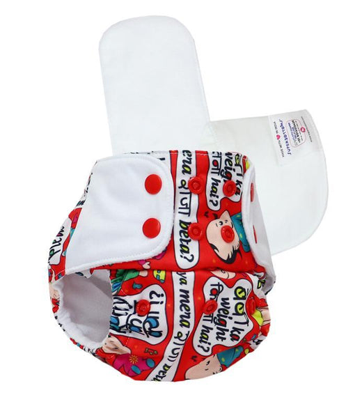 All-in-One Reusable Cloth Diaper with 2 Organic Cotton Dry Feel Soakers [Day & Night Use]- Baby Talk