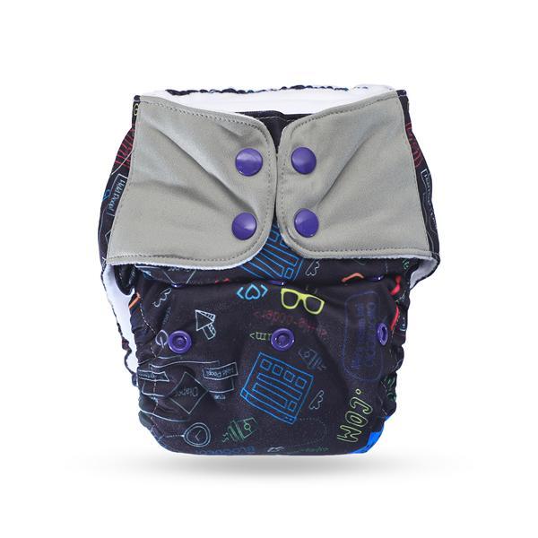 All-in-One Reusable Cloth Diaper with 2 Organic Cotton Dry Feel Soakers [Day & Night Use]- Compooper
