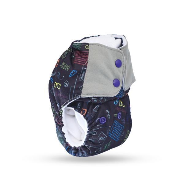 All-in-One Reusable Cloth Diaper with 2 Organic Cotton Dry Feel Soakers [Day & Night Use]- Compooper