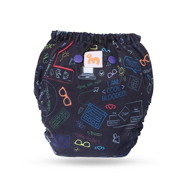 All-in-One Reusable Cloth Diaper with 2 Organic Cotton Dry Feel Soakers [Day & Night Use]- Compooper