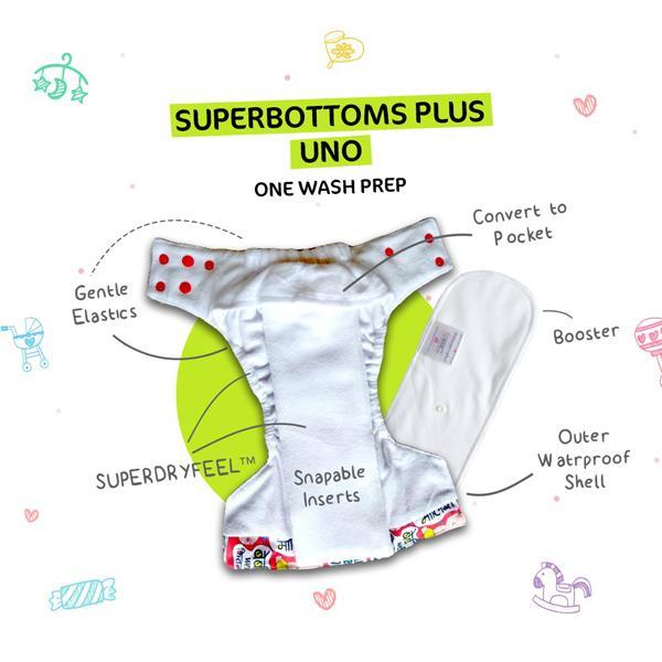 All-in-one Reusable Cloth Diaper with 2 Organic Cotton Dry Feel Soakers [Day & Night Use] - Melon Splash