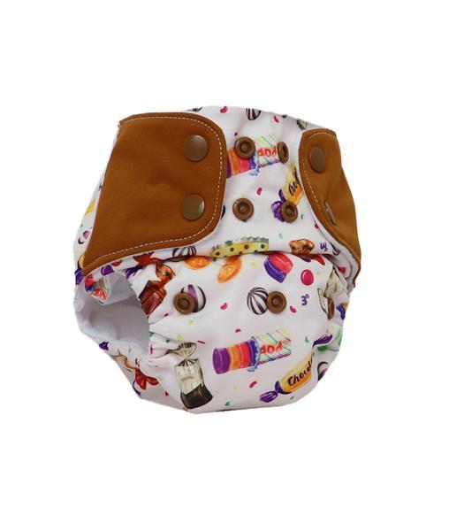 All-in-One  Reusable Cloth Diaper with 2 Organic Cotton Dry Feel Soakers [Day & Night Use]- Sugar Rush