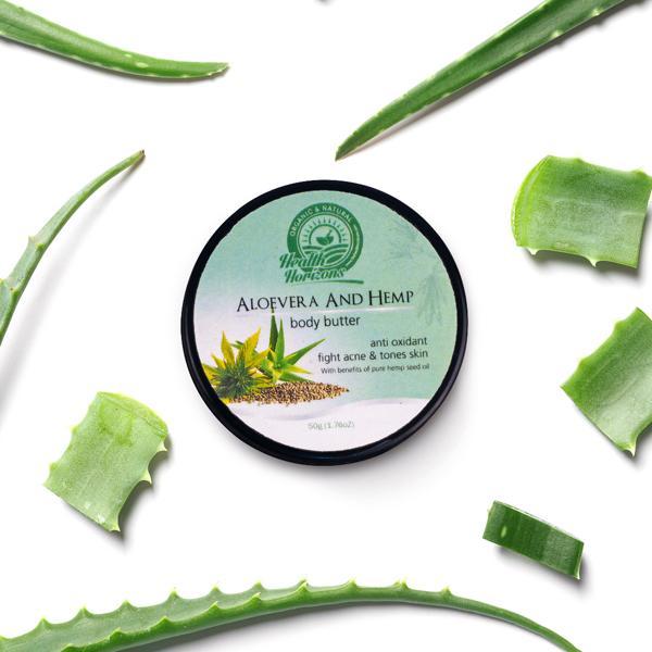 Natural Aloe Vera and Hemp Body Butter Cream, 50g