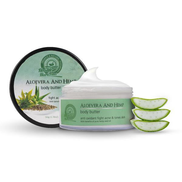 Natural Aloe Vera and Hemp Body Butter Cream, 50g