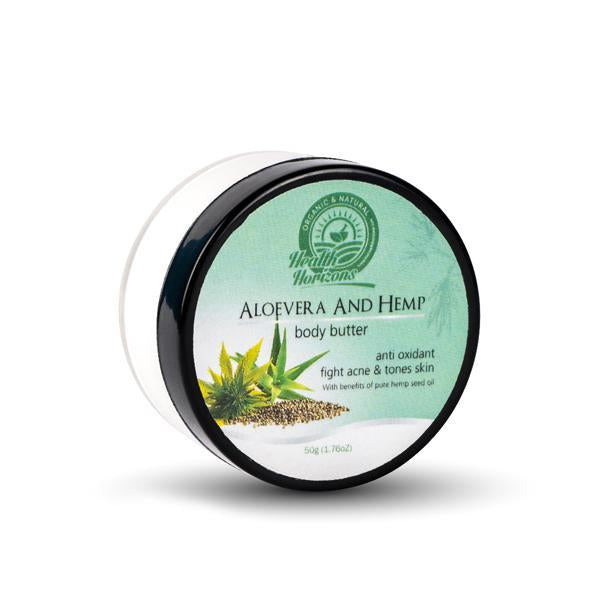 Natural Aloe Vera and Hemp Body Butter Cream, 50g