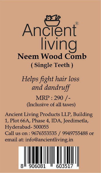 Ancient Living Neem Wood Comb (Single Teeth)