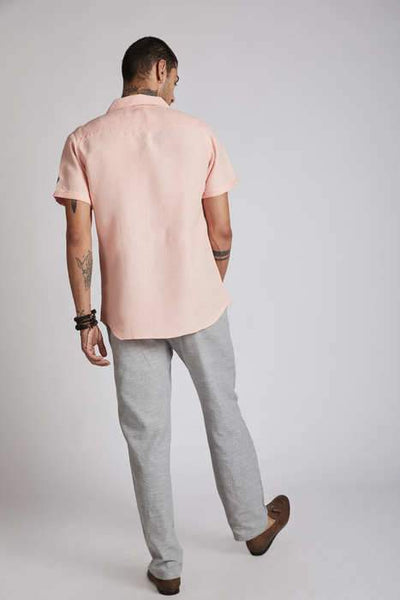 Men's Natural Hemp Arrow Resort Half-Sleeved Shirt - Light Peach