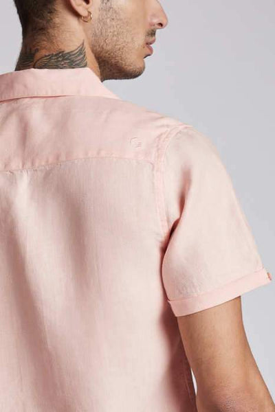 Men's Natural Hemp Arrow Resort Half-Sleeved Shirt - Light Peach