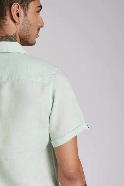 Men's Natural Hemp Arrow Resort Half-Sleeved Shirt - Mint Green