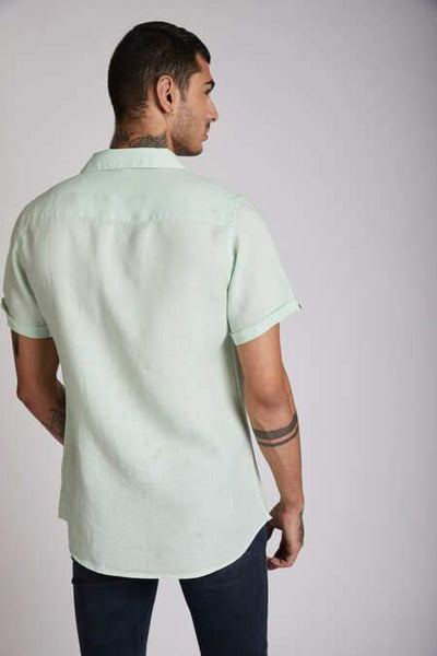 Men's Natural Hemp Arrow Resort Half-Sleeved Shirt - Mint Green