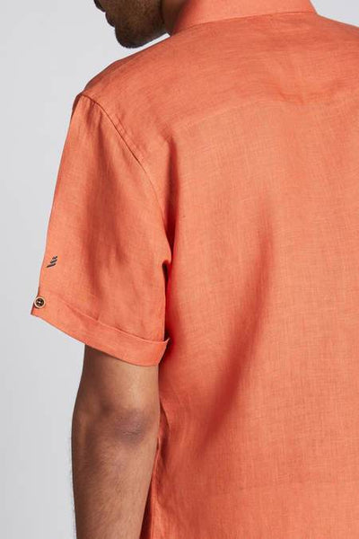 Men's Natural Hemp Arrow Resort Half-Sleeved Shirt - Orange