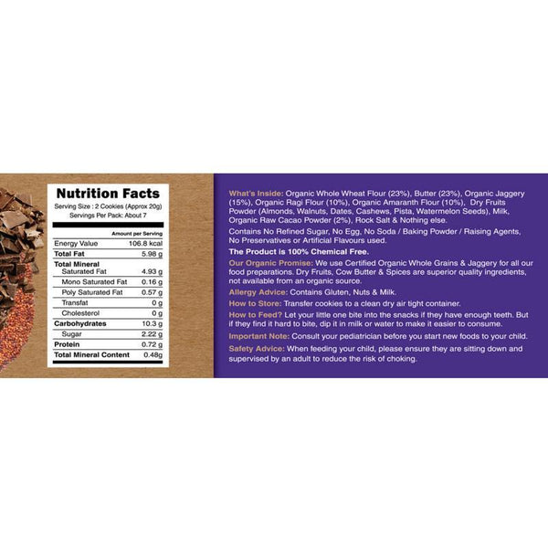 Ragi, Dry Fruit, Millet & Chocolate Jaggery Cookies (Pack of 4), 500g