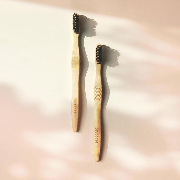 BAM! - Bamboo Toothbrush with Charcoal-Infused Nylon Bristles (Pack of 2)