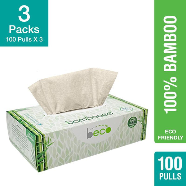 Eco-Friendly Bamboo Facial Tissues - 2 Ply, 100 Pulls
