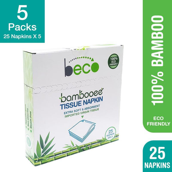 Eco-Friendly Bamboo Serving Napkins - 2 Ply, 25 Pcs