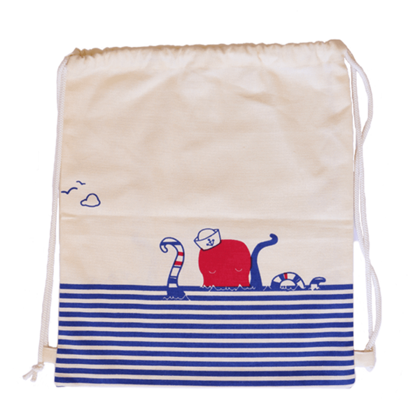 Treasure Trove Canvas Drawstring Toy Bag for Toddlers (Octopus)