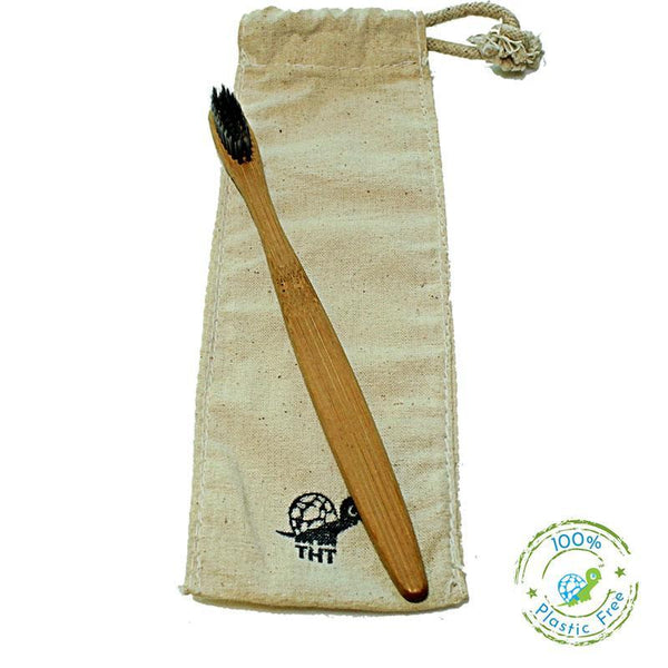 Bamboo Toothbrush with Charcoal Bristles for Adults - Pack of 2