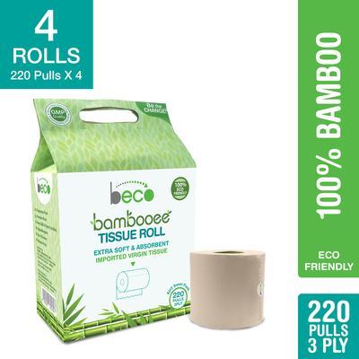 Bambooee Tissue Roll (3 Ply) - 220 Pulls - Pack of 4 (Value Pack)