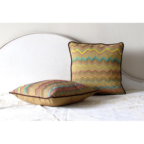 Square Cushion Cover Hand Embroidered by Tribal Women Artisans (Beige)