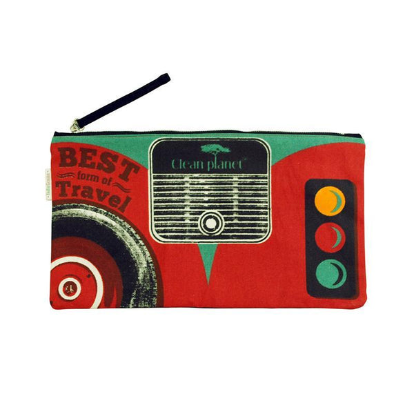 Upcycled Retro Radio Pouch (Red)