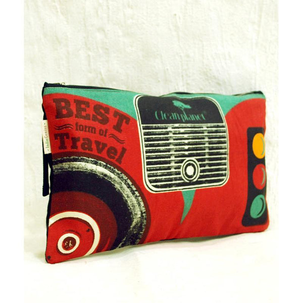Upcycled Retro Radio Pouch (Red)