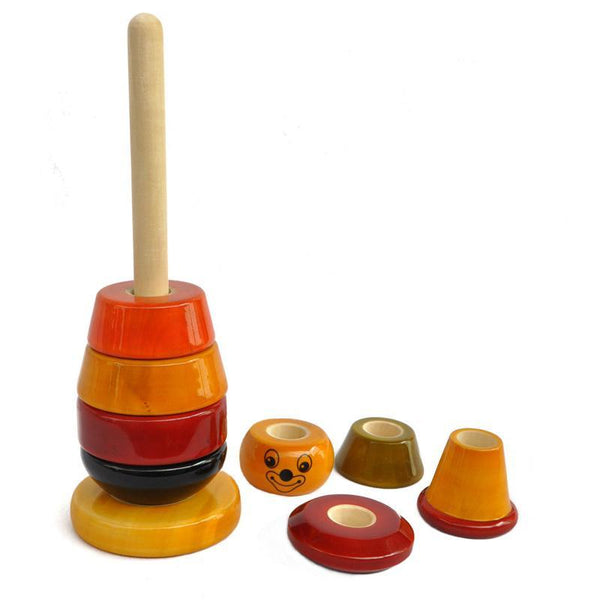 Bibbo the Clown - Hand-Crafted Wooden Stacker Toy
