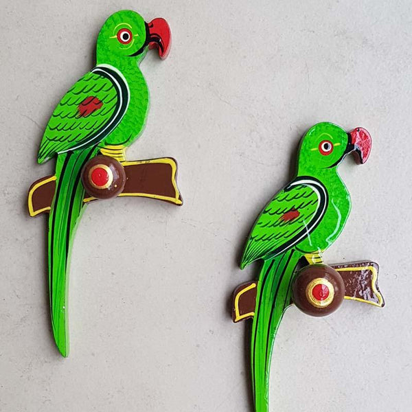 Bird Hooks in Handcarved Banarasi Woodwork (Set of 2)