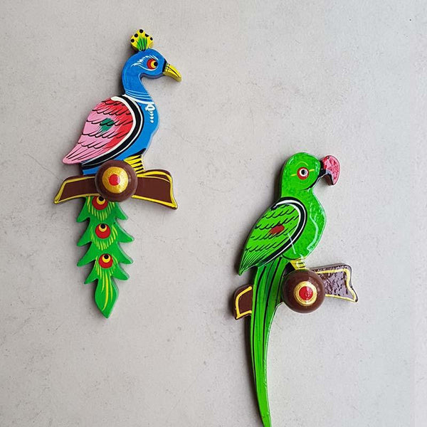 Bird Hooks in Handcarved Banarasi Woodwork (Set of 2)