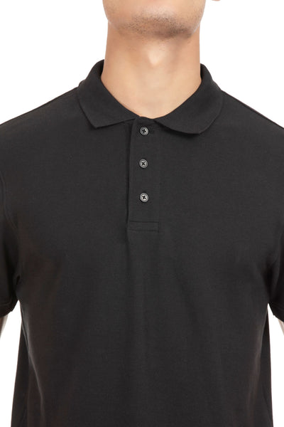 100% Organic Cotton Polo Neck T-shirt (Passion Black)