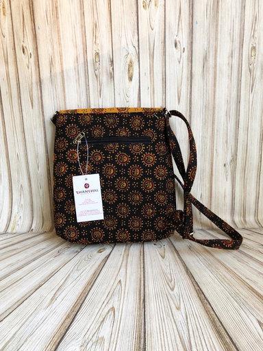 Naturally Dyed Black and Mustard Ajrakh Sling Bag