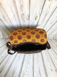 Naturally Dyed Black and Mustard Ajrakh Sling Bag
