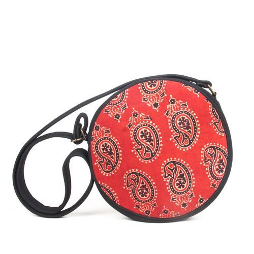 Naturally Dyed Ajrakh Black Paisley Dhol Sling Bag