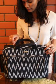 Handwoven Ikat Laptop Bag - Black and Grey