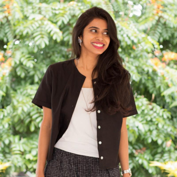 Black Cotton Women's Crop Top (Fair Trade, Low  Wastage )